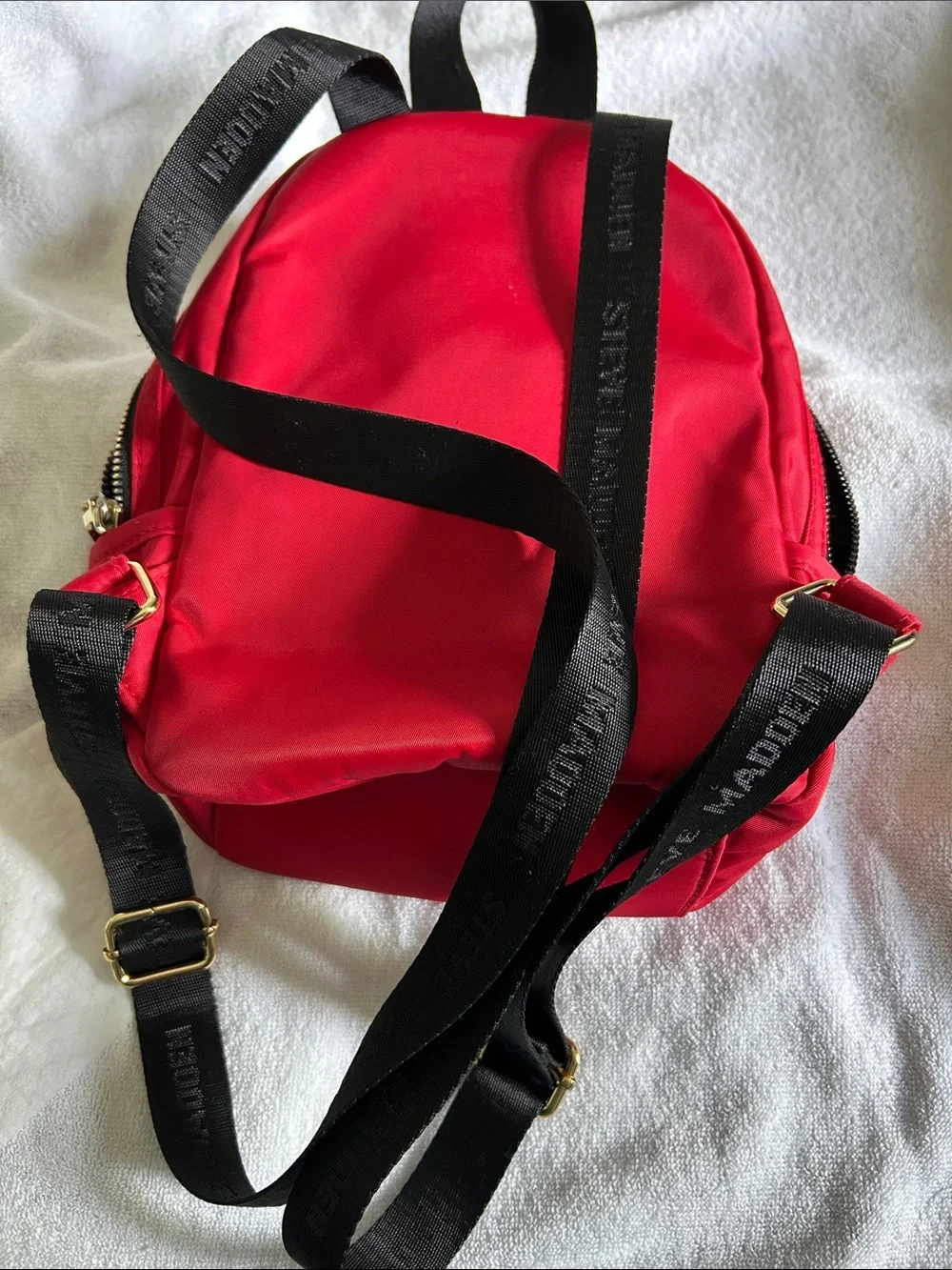 Steve Madden Red Mini Backpack with Black Strap